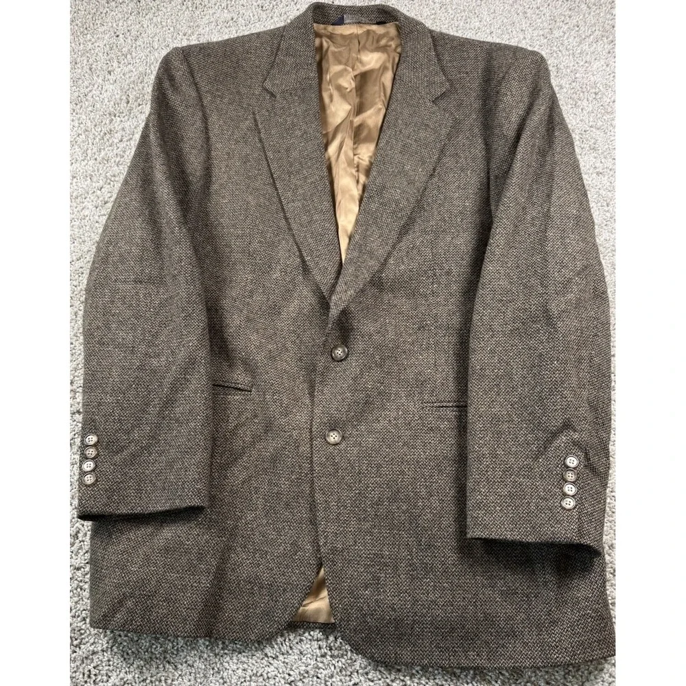 Lands End Mens Tweed Wool Lambswool Blazer Jacket Sport Coat 43‎ Long